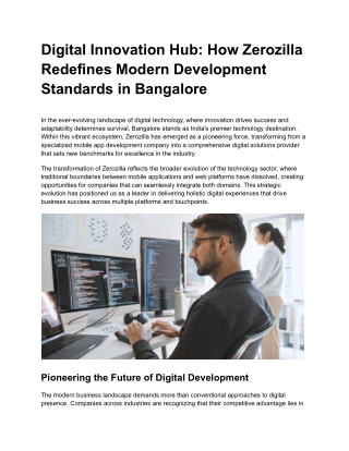 Digital Innovation Hub_ How Zerozilla Redefines Modern Development Standards in Bangalore