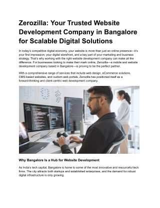 Zerozilla_ Your Trusted Website Development Company in Bangalore for Scalable Digital Solutions