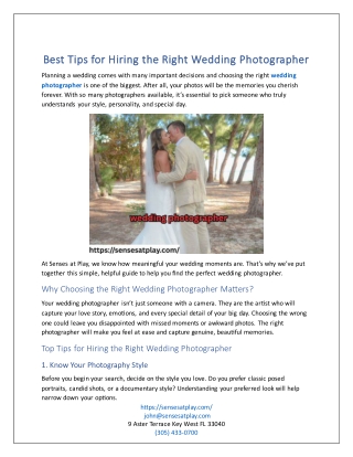 Best Tips for Hiring the Right Wedding Photographer