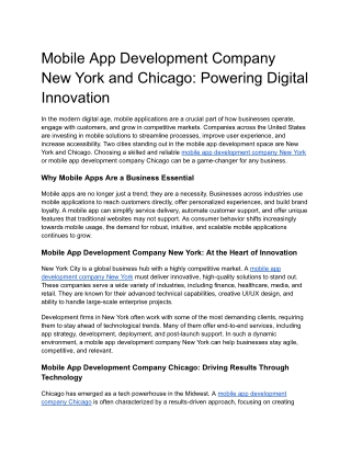 Mobile App Development Company New York and Chicago_ Powering Digital Innovation