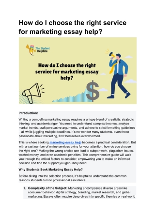 How do I choose the right service for marketing essay help