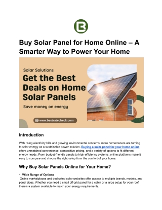 Smart Solar Shopping Starts Here – Buy Panels Online for Your Home