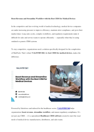 Boost Revenue and Streamline Workflow with the Best CRM for Medical Devices