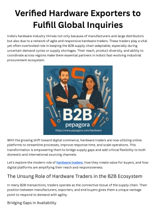Verified Hardware Exporters to Fulfill Global Inquiries