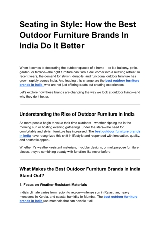 Seating in Style: How the Best Outdoor Furniture Brands In India Do It Better