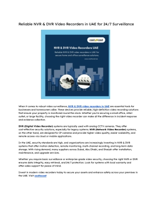 Reliable NVR & DVR Video Recorders in UAE for 24/7 Surveillance