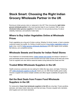 Lakshmi Wholesale UK: Your Trusted Indian Grocery Wholesale Partner