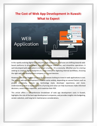 The Cost of Web App Development in Kuwait What to Expect