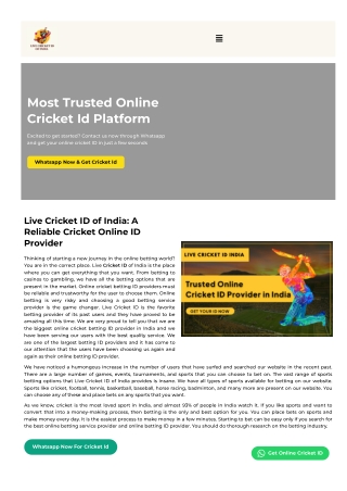 Unlock the Action: How to Get Your Live Cricket ID of India in Minutes