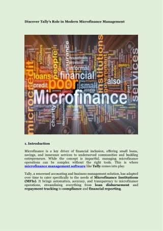 Discover Tally's Role in Modern Microfinance Management