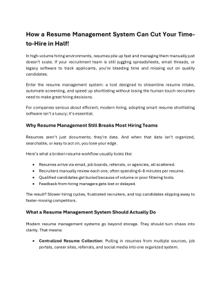 How a Resume Management System Can Cut Your Time-to-Hire in Half