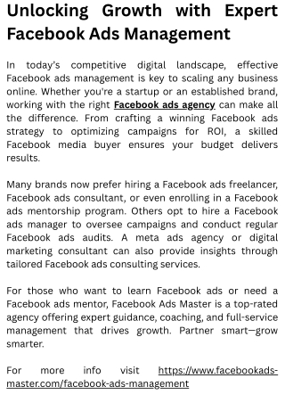 Facebook ads management
