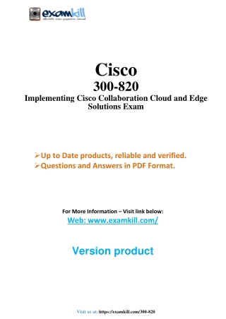 300-820 Cisco CLCOR Collaboration Exam 2024 Demo PDF by ExamKill