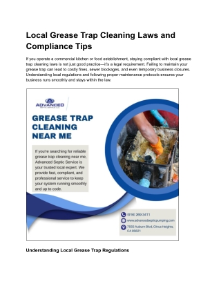 Local Grease Trap Cleaning Laws and Compliance Tips