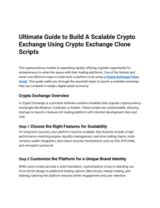 How to Build a Scalable Crypto Exchange Using Clone Scripts