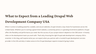 What to Expect from a Leading Drupal Web Development Company USA