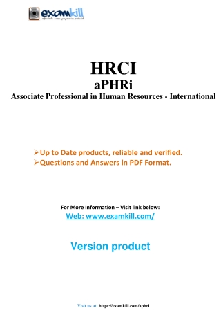 aPHRi HR International Exam 2024 Demo PDF by ExamKill