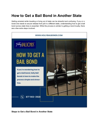 How to Get a Bail Bond in Another State