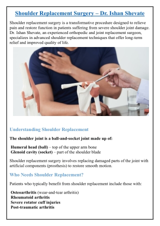 Shoulder Replacement Surgery – Dr. Ishan Shevate