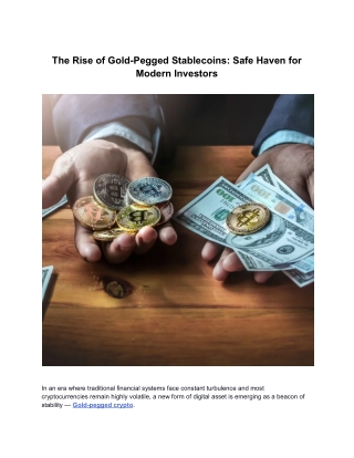 The Rise of Gold-Pegged Stablecoins_ Safe Haven for Modern Investors