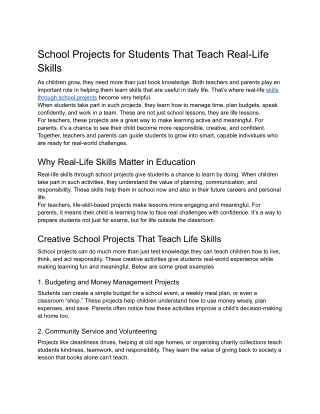school projects for students that teach real life