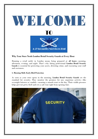 Experienced Retail Security Guards in London
