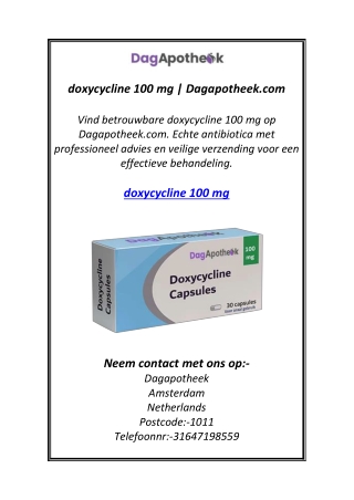 doxycycline 100 mg dagapotheek com