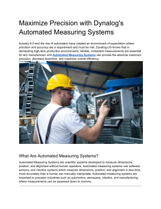Maximize Precision with Dynalog's Automated Measuring Systems