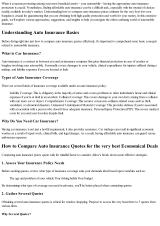 Exactly How to Contrast Auto Insurance Estimates for the Best Economical Offers