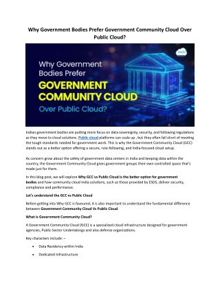 Why Government Bodies Prefer Government Community Cloud Over Public Cloud