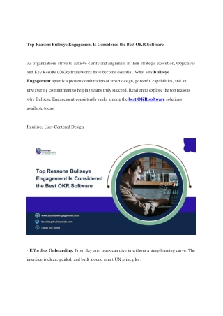 Top Reasons Bullseye Engagement Is Considered the Best OKR Software