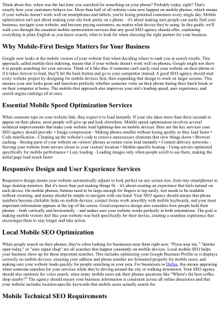 What Mobile Optimization Services Should an SEO Agency Offer?