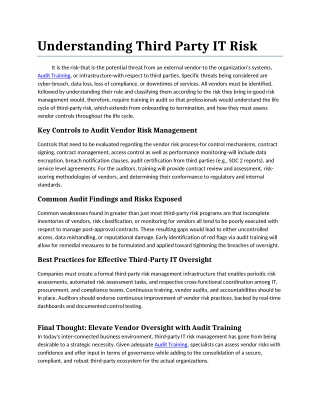 3.Understanding Third Party IT Risk