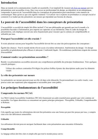 Le pouvoir de l’accessibilité dans les concepteurs de présentation