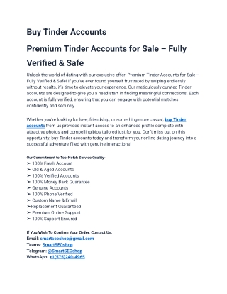 Top Trustable Place to Buy Tinder Accounts In Year