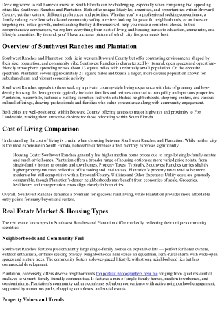 Southwest Ranches, FL vs Plantation, FL – Which City is Right for You in 2025?