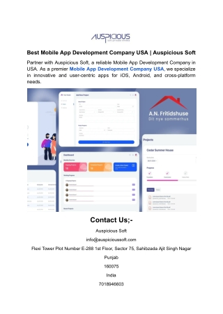 Best Mobile App Development Company USA _ Auspicious Soft