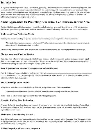 Smart Methods for Protecting Inexpensive Car Insurance in Your Location
