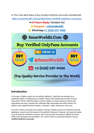 In This Time Best Sites to Buy Verified OnlyFans Accounts SmmWorldit