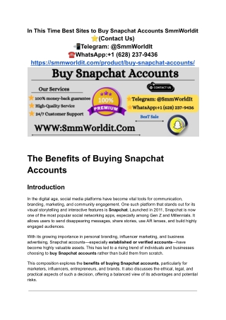 In This Time Best Sites to Buy Snapchat Accounts SmmWorldit