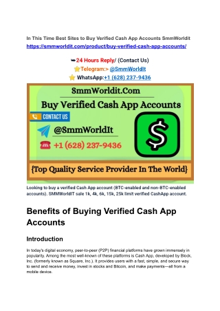 In This Time Best Sites to Buy Verified Cash App Accounts SmmWorldit