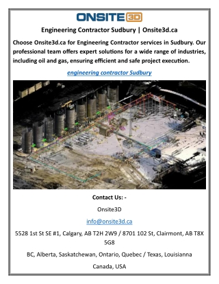 Engineering Contractor Sudbury Onsite3d.ca