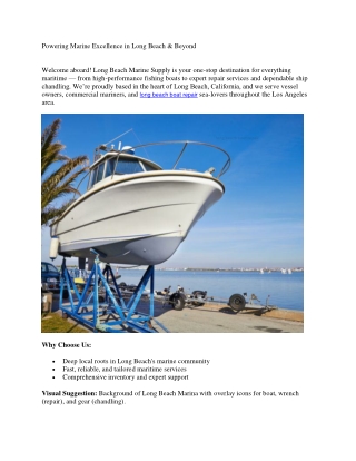 Powering Marine Excellence in Long Beach & Beyond