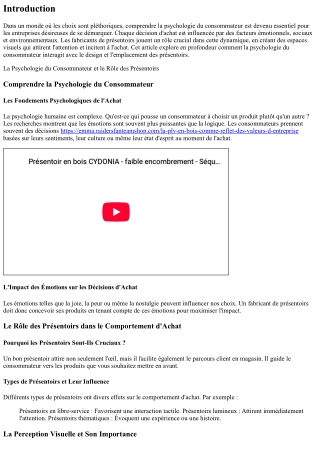 La Psychologie du Consommateur et le Rôle des Présentoirs