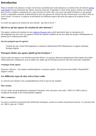 Les tarifs des agences de création de sites internet : que faut-il savoir ?