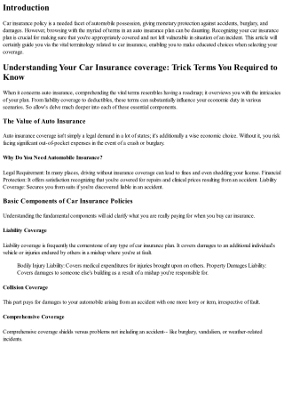 Understanding Your Car Insurance Plan: Secret Terms You Need to Know