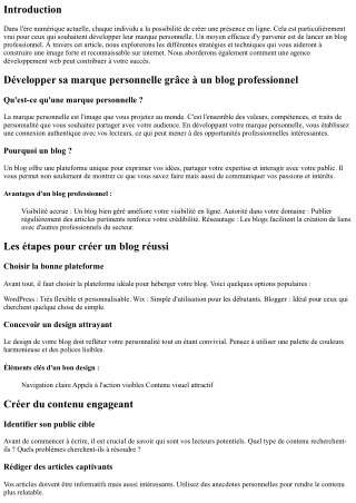 Développer sa marque personnelle grâce à un blog professionnel