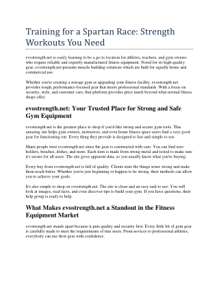 training for a spartan race strength workouts