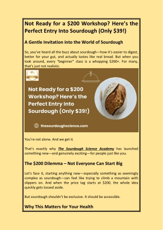 Not Ready for a $200 Workshop Heres the Perfect Entry Into Sourdough Only $39!