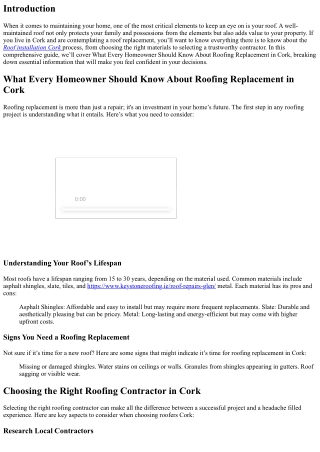 What Every Homeowner Should Know About Roofing Replacement in Cork